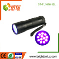 OEM Factory Supply Hôtel propre inspection Aluminum Materail 12 led uv flashlight